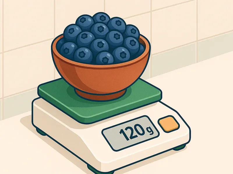 weigh blueberries on scale