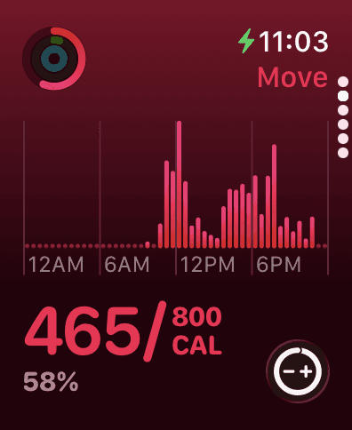 Apple Watch showing active calories burned