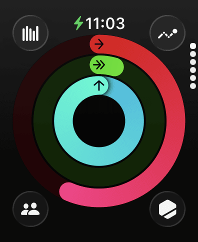 Apple Watch showing the Move, Exercise, and Stand activity rings